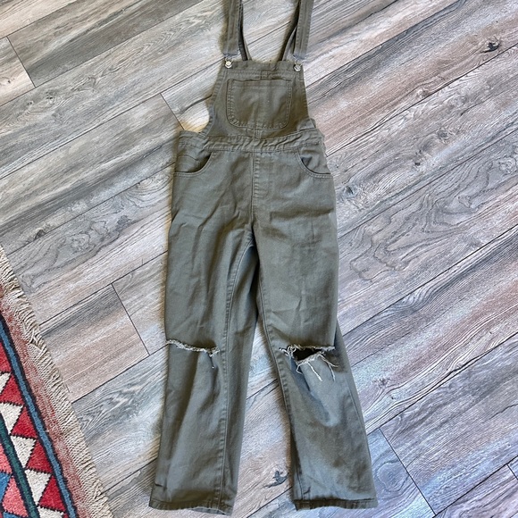 Forever 21 Olive Army, green overalls, size small - Picture 5 of 6